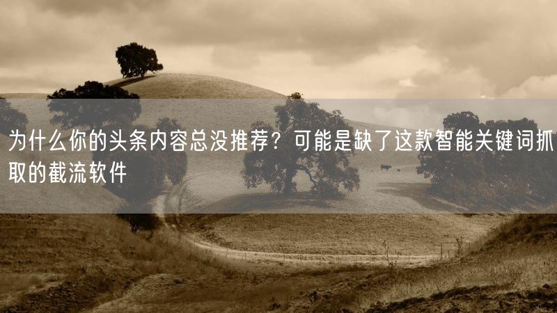 为什么你的头条内容总没推荐？可能是缺了这款智能关键词抓取的截流软件