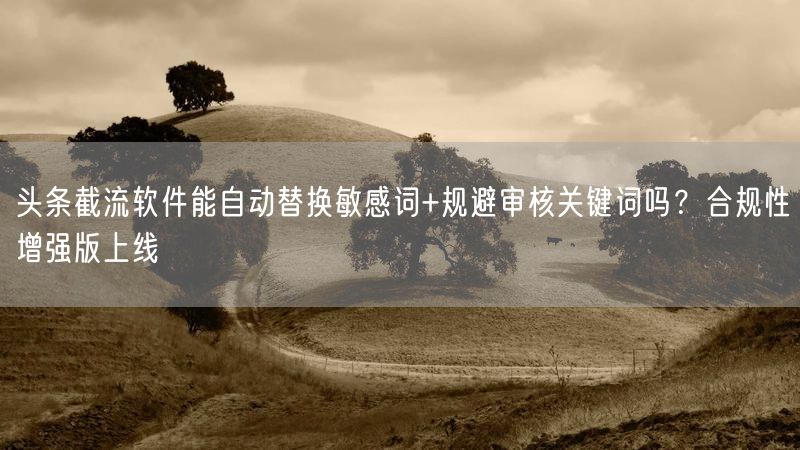 头条截流软件能自动替换敏感词+规避审核关键词吗？合规性增强版上线
