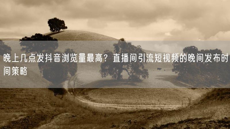 晚上几点发抖音浏览量最高？直播间引流短视频的晚间发布时间策略