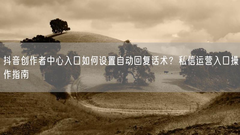 抖音创作者中心入口如何设置自动回复话术？私信运营入口操作指南