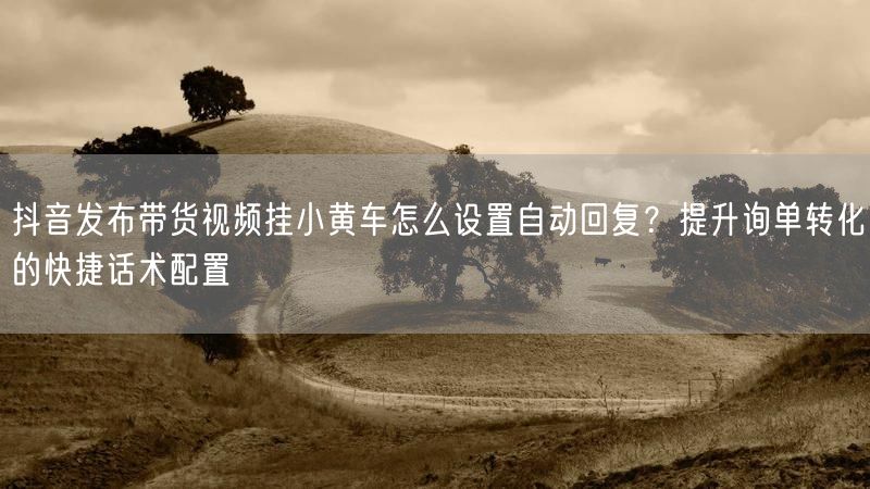 抖音发布带货视频挂小黄车怎么设置自动回复？提升询单转化的快捷话术配置
