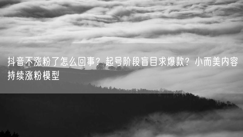 抖音不涨粉了怎么回事？起号阶段盲目求爆款？小而美内容持续涨粉模型
