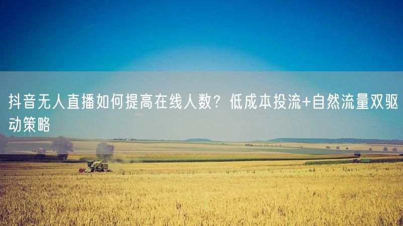 抖音无人直播如何提高在线人数？低成本投流+自然流量双驱动策略