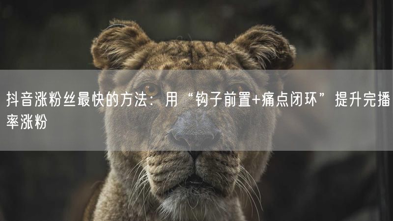 抖音涨粉丝最快的方法：用“钩子前置+痛点闭环”提升完播率涨粉