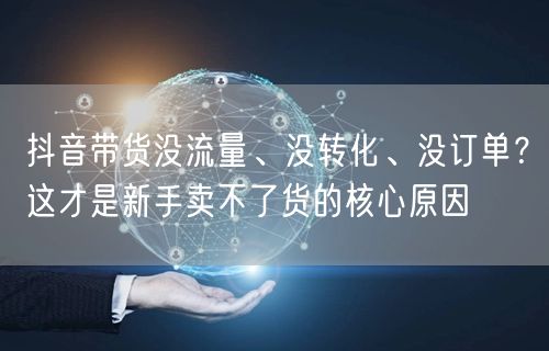 抖音带货没流量、没转化、没订单？这才是新手卖不了货的核心原因