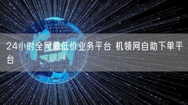 24小时全网最低价业务平台 机领网自助下单平台