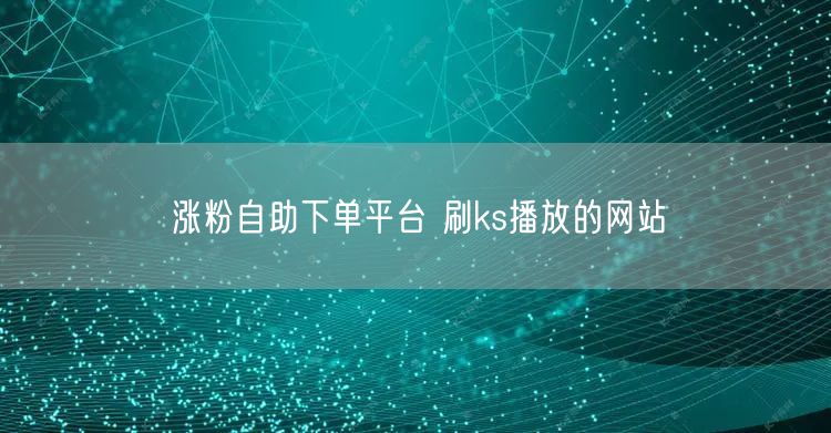 涨粉自助下单平台 刷ks播放的网站