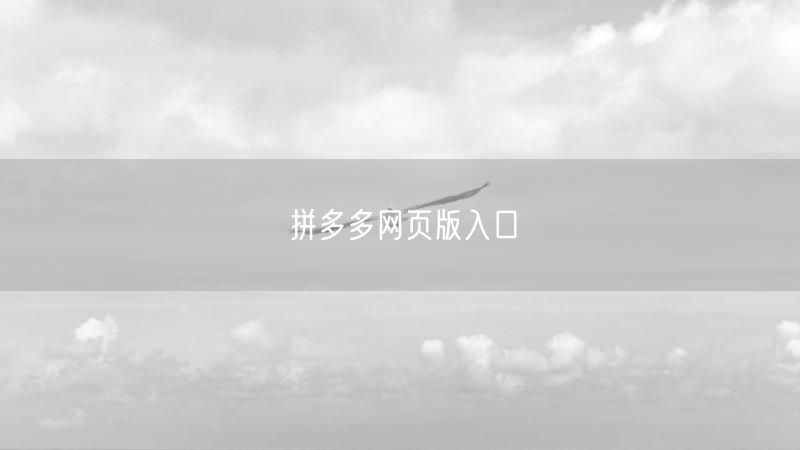 拼多多网页版入口