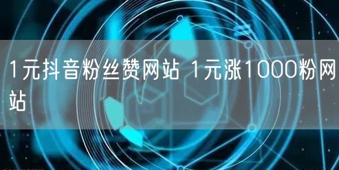 1元抖音粉丝赞网站 1元涨1000粉网站