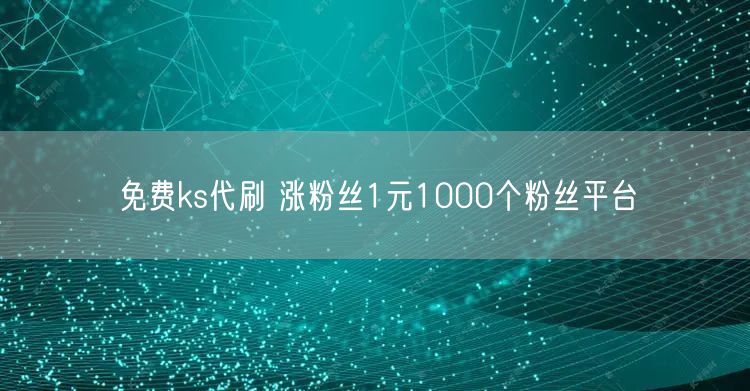 免费ks代刷 涨粉丝1元1000个粉丝平台