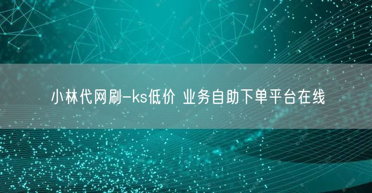 小林代网刷-ks低价 业务自助下单平台在线