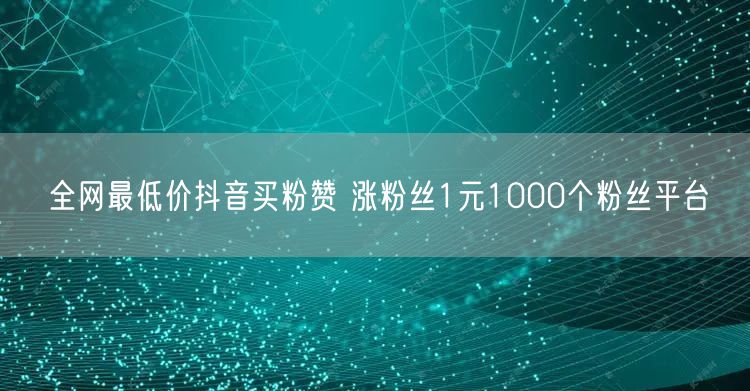 全网最低价抖音买粉赞 涨粉丝1元1000个粉丝平台