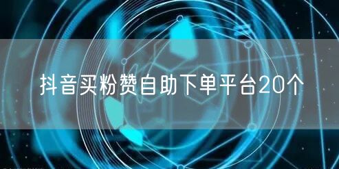 抖音买粉赞自助下单平台20个