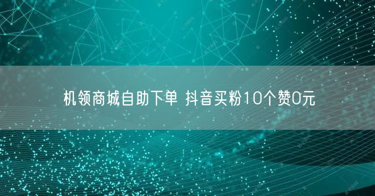机领商城自助下单 抖音买粉10个赞0元