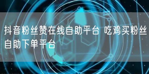 抖音粉丝赞在线自助平台 吃鸡买粉丝自助下单平台