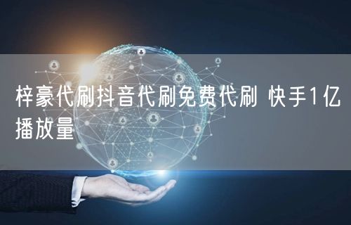 梓豪代刷抖音代刷免费代刷 快手1亿播放量