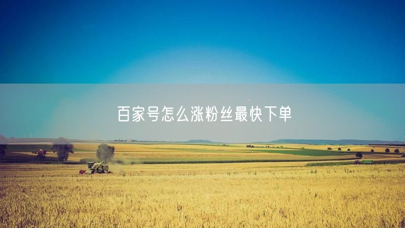 百家号怎么涨粉丝最快下单
