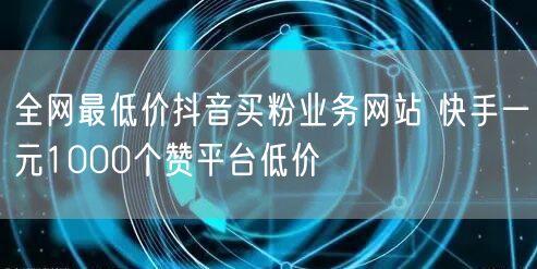 全网最低价抖音买粉业务网站 快手一元1000个赞平台低价